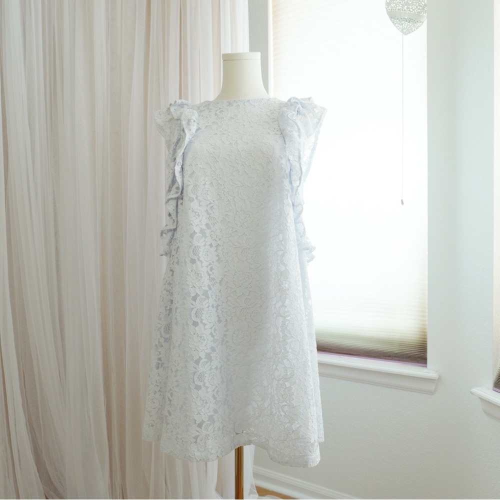 Snidel Light Blue Lace Ruffle Shift Dress